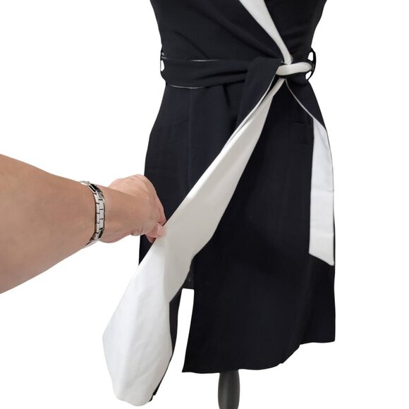 Calvin Klein Size 2P Black & White Colorblock Faux Wrap Dress, Exc. Used Cond. - Picture 5 of 16